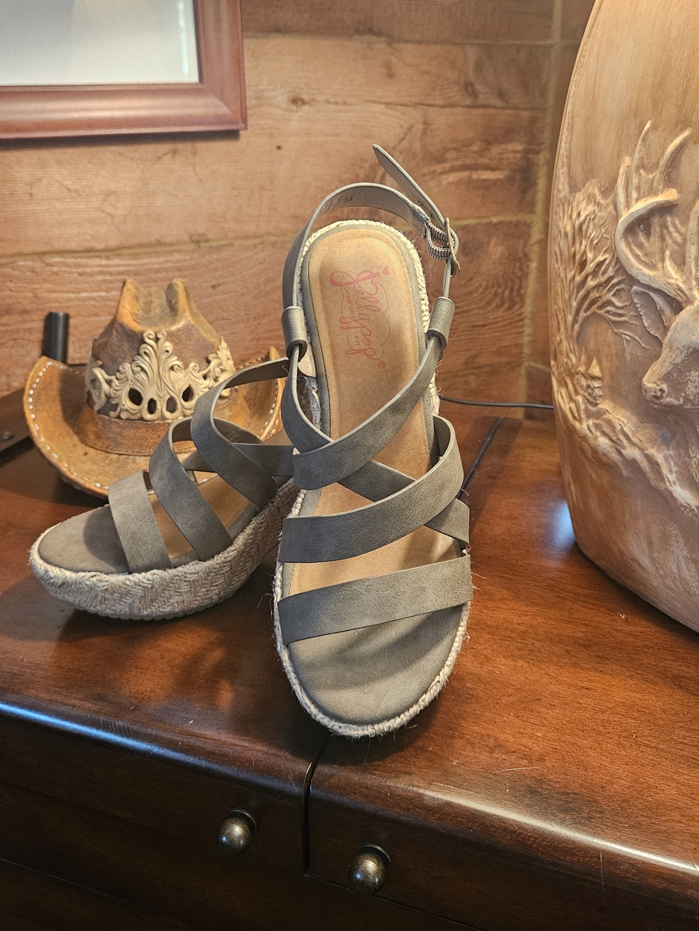 Jellypop Strappy Espadrille Wedge Sandals - Olive Green 💚